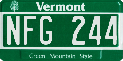 VT license plate NFG244