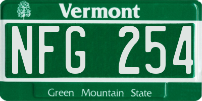 VT license plate NFG254