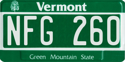 VT license plate NFG260