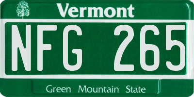 VT license plate NFG265