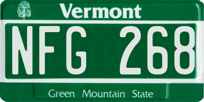 VT license plate NFG268