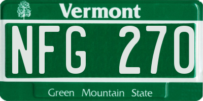 VT license plate NFG270