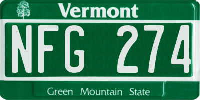 VT license plate NFG274