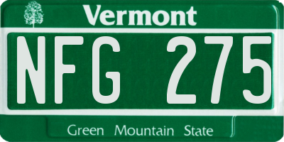VT license plate NFG275