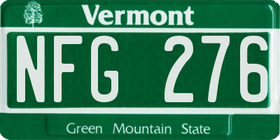 VT license plate NFG276