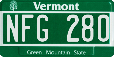 VT license plate NFG280