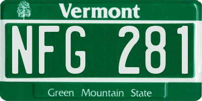 VT license plate NFG281