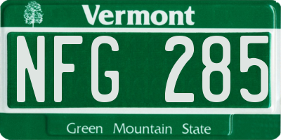 VT license plate NFG285