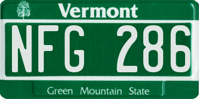 VT license plate NFG286