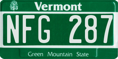 VT license plate NFG287