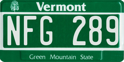 VT license plate NFG289