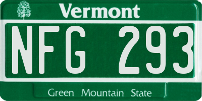 VT license plate NFG293