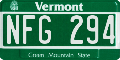 VT license plate NFG294