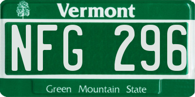 VT license plate NFG296