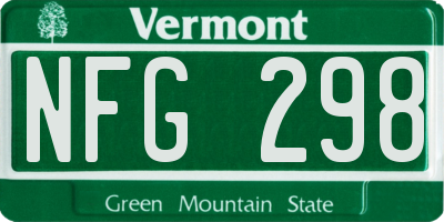 VT license plate NFG298