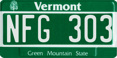 VT license plate NFG303