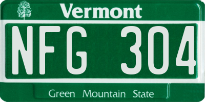 VT license plate NFG304