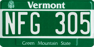 VT license plate NFG305