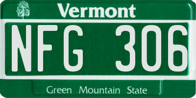 VT license plate NFG306
