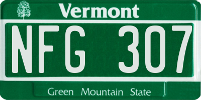 VT license plate NFG307