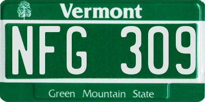 VT license plate NFG309