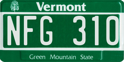 VT license plate NFG310