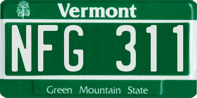VT license plate NFG311