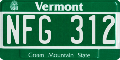 VT license plate NFG312