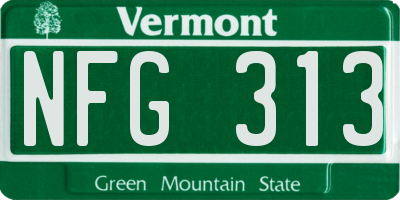 VT license plate NFG313