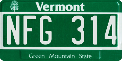 VT license plate NFG314