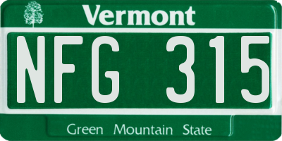 VT license plate NFG315