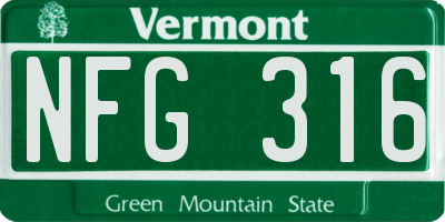 VT license plate NFG316