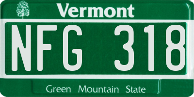 VT license plate NFG318