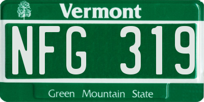 VT license plate NFG319
