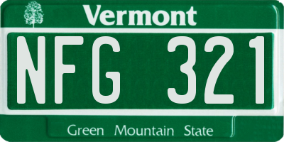 VT license plate NFG321