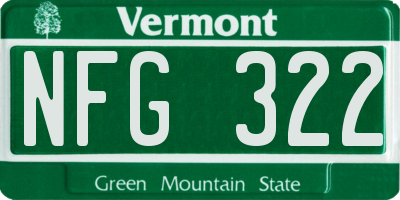 VT license plate NFG322