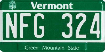 VT license plate NFG324