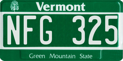 VT license plate NFG325