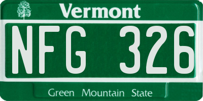 VT license plate NFG326