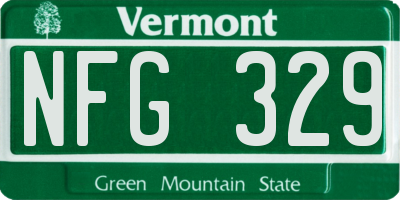 VT license plate NFG329