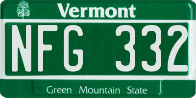 VT license plate NFG332