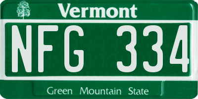 VT license plate NFG334
