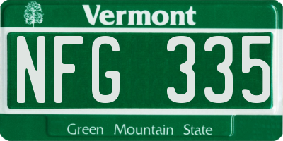 VT license plate NFG335
