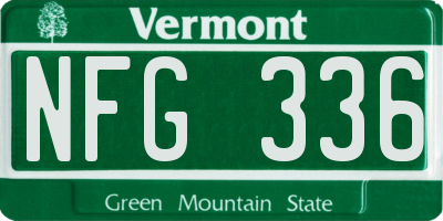 VT license plate NFG336