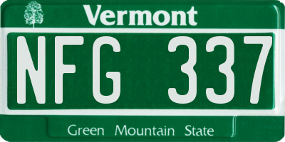 VT license plate NFG337