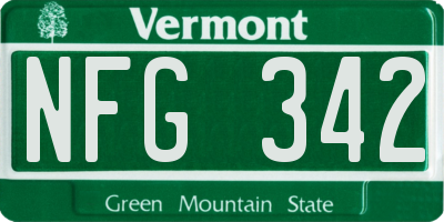 VT license plate NFG342