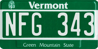 VT license plate NFG343