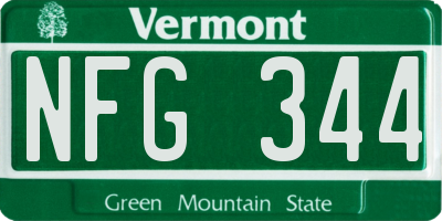 VT license plate NFG344