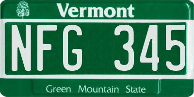 VT license plate NFG345