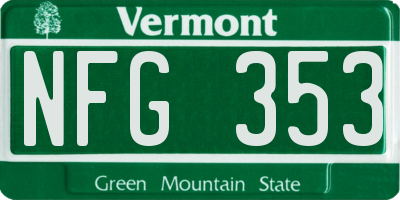 VT license plate NFG353